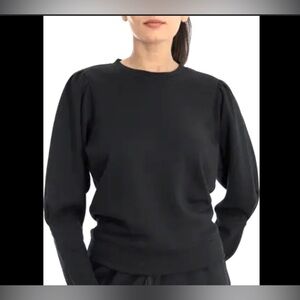 Marie Oliver fitted puff sleeve black pullover top classic  small $198 spring